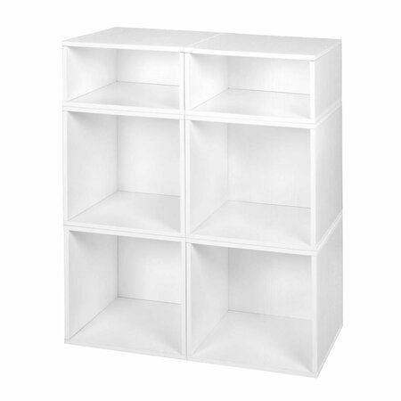 NICHE Cubo Storage Set with 4 Full Cubes & 2 Half Cubes, White Wood Grain PC4F2HWH